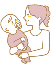 赤ちゃんを抱っこする女性のイラスト