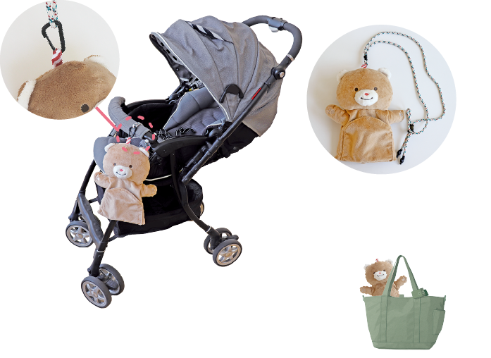 GENIの布おもちゃ『ぽけっとぱぺっと』ループ付きで持ち運び簡単。